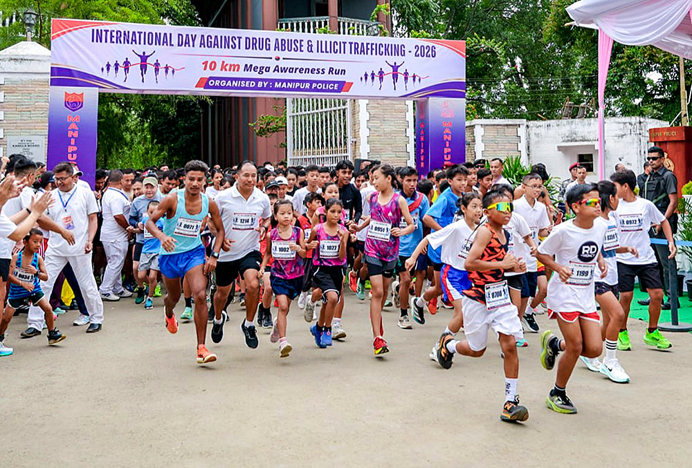 Ten kilometer run in Imphal on International Drug Abuse day
