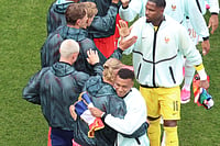 Norway Vs France, FIFA World Cup 2026: See Best Photos From Group I Clash At Boston Stadium AP/Mark Stockwell : Norway's Erling Haaland (9), left, hugs France's Kylian Mbappe (10) during the World Cup Group I soccer match