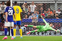 Japan Vs Sweden, FIFA World Cup: See Best Photos From Group F Decider Clash From Dallas Stadium AP Photo/Julio Cortez : Sweden goalkeeper Jacob Widell Zetterstrom stops a ball during the World Cup Group F soccer match against Japan in Arlington