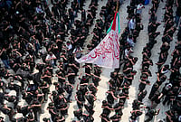 | Photo: PTI/Karma Bhutia : People take part in a Muharram procession to commemorate Ashura at Panja Sharif, Kashmere Gate, in New Delhi.