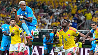 DR Congo Vs Uzbekistan LIVE Streaming, FIFA World Cup 2026: Where To Watch, Prediction, H2H - All You Need To Know Photo: AP/Natacha Pisarenko : Congo's Charles Pickel (18) takes a shot at goal as Colombia's Jhon Cordoba (9) reacts during the World Cup Group K soccer match between Colombia and Congo in Zapopan, near Guadalajara, Mexico.