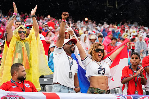 Panama fans wait for the start of the World Cup Group L soccer match between Panama and England in East Rutherford