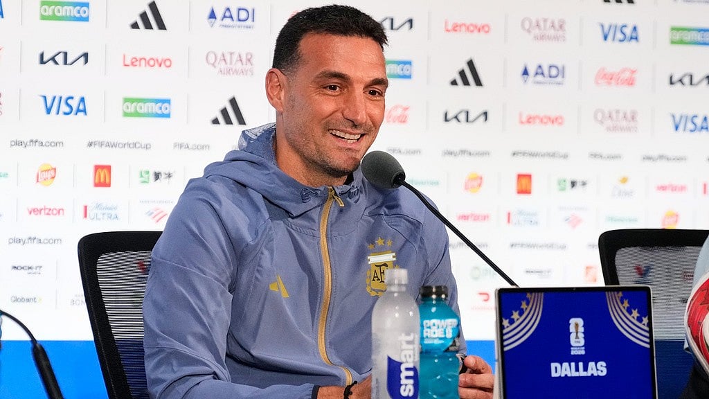 Argentina head coach Lionel Scaloni responds to a question during a news conference in Arlington, Texas, Friday, June 26, 2026, ahead of his team's World Cup Group J soccer match against Jordan. - AP Photo/Tony Gutierrez