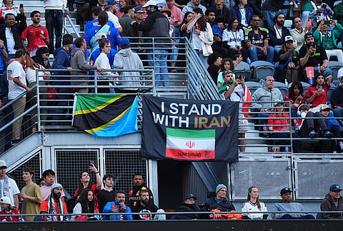 A banner is seen during the World Cup Group G soccer match between Egypt and Iran in Seattle.

