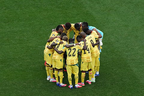 Ghana huddle before the World Cup Group L soccer match between Croatia and Ghana in Philadelphia, Saturday, June 27, 2026.