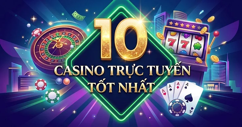 Golden number 10 banner with text CASINO TRỰC TUYẾN TỐT NHẤT