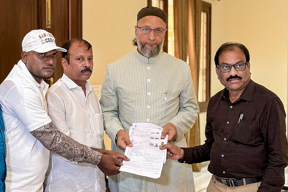 Asaduddin Owaisi fills out form for SIR