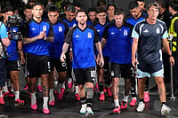 Jordan Vs Argentina, FIFA World Cup: See Best Photos From Group J Encounter At Dallas Stadium (AP Photo/Tony Gutierrez) : Argentina's Lionel Messi, center, and teammates enter to the pitch prior to the World Cup Group J soccer match between Jordan and Argentina in Arlington, Texas, near Dallas, Saturday, June 27, 2026