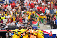 Canada Vs South Africa LIVE Score, FIFA World Cup 2026 Round Of 32: CAN, RSA Miss Chances At Noisy Los Angeles Stadium AP : South African players huddle before the World Cup round of 32 soccer match.