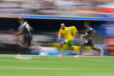 South Africa's Khuliso Mudau (20) in action during the World Cup round of 32 soccer match