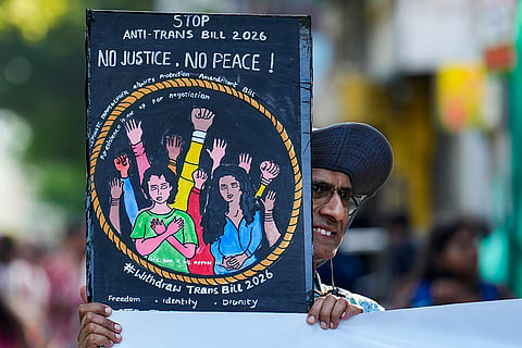 A member of the LGBTQIA+ community during the annual rainbow pride march, in Chennai, Tamil Nadu.