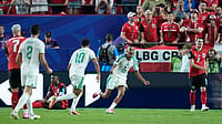 (AP Photo/Charlie Riedel)
 : Algeria's Rafik Belghali (17) celebrates after scoring a goal during the World Cup Group J soccer match between Algeria and Austria in Kansas City, Mo., Saturday, June 27, 2026