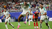 Algeria 2-2 Austria Live Score, FIFA World Cup 2026: Captain Mahrez Strikes To Draw Desert Foxes Level Again (AP Photo/Reed Hoffmann) : Algeria's Rafik Belghali (17)celebrates after scoring his team's first goal during the World Cup Group J soccer match between Algeria and Austria in Kansas City, Mo., Saturday, June 27, 2026