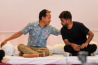 CJP Protest Day 13: Wangchuk’s Sugar Drops To 60 Photo: PTI/Atul Yadav : Activist Sonam Wangchuk in a conversation with Cockroach Janta Party (CJP) founder Abhijeet Dipke during a protest demanding the resignation of Union Education Minister Dharmendra Pradhan in the wake of the alleged NEET paper leak, at Jantar Mantar in New Delhi.