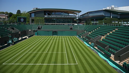 Kin Cheung/AP Photo : A general view of Court 3 is seen ahead of the Wimbledon tennis championships in London.