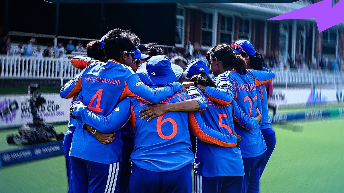 India women's national cricket team players gathered in team huddle during ICC T20 World Cup 2026.  - BCCIWomen/X