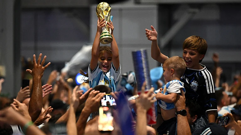 Fans celebrate after the World Cup Group J soccer match between Jordan and Argentina in Arlington, Texas, near Dallas, Saturday, June 27, 2026 - (AP Photo/Jessica Tobias)