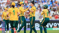 South Africa Vs Bangladesh Live Score, Women's T20 World Cup 2026: Proteas Eye Big Win To Keep Semi-Final Hopes Alive | Photo: Nigel French/PA via AP : South Africa's Marizanne Kapp (centre right) celebrates taking the wicket of India's Smriti Mandhana during the ICC Women's T20 World Cup match at Emirates Old Trafford, Manchester, England.