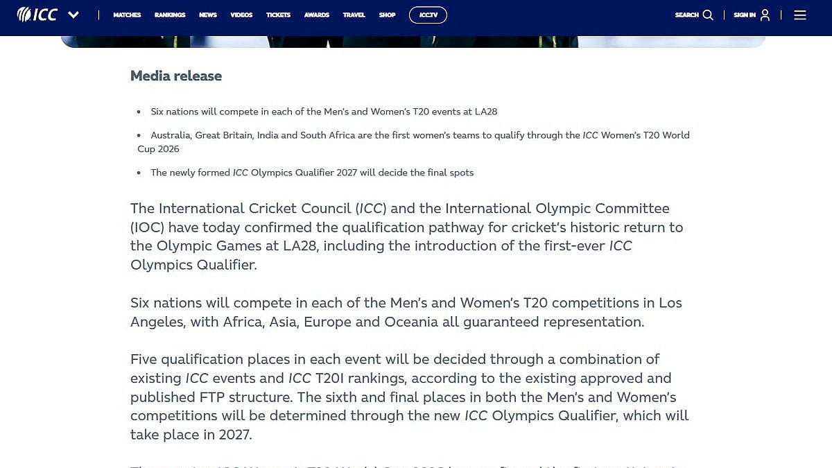 The Official Media Release By ICC - ANI, X.com