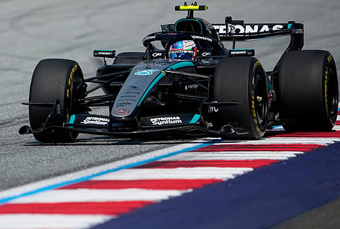 Mercedes driver Andrea Kimi Antonelli of Italy steers his car during the Austrian F1 Grand Prix, in Spielberg, Austria, Sunday, June 28, 2026. 