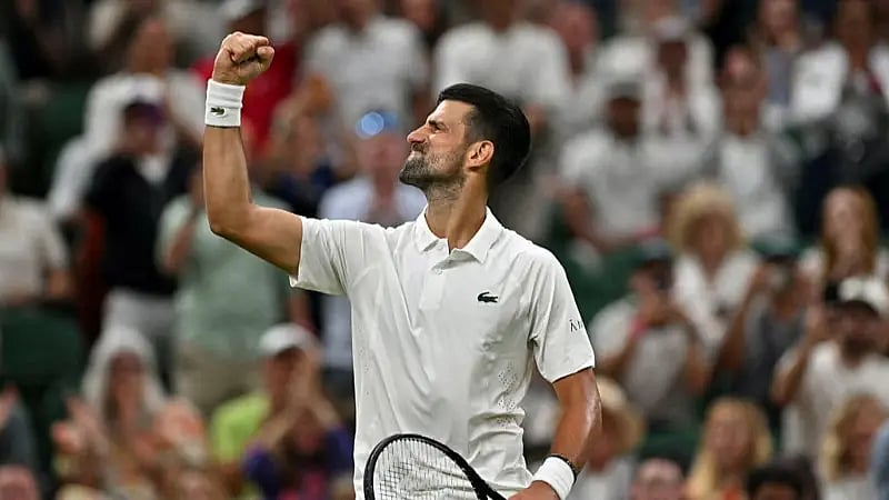 Novak Djokovic comes through the longest game of the match to finally wrap up the third set. - GETTY IMAGES