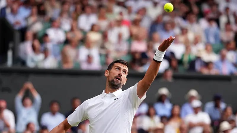 Novak Djokovic In Action Today At The Centre Court - GETTY IMAGES