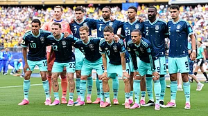 (AP Photo/Frank Franklin II) : Germany players pose for a team photo before the World Cup Group E soccer match between Ecuador and Germany in East Rutherford, N.J., near New York, Thursday, June 25, 2026.