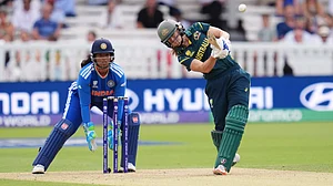 (Adam Davy/PA via AP) : Australia's Ellyse Perry in action during the Women's T20 World Cup cricket match between Bangladesh and South Africa at Lord's Cricket Ground, in London, Sunday June 28, 2026