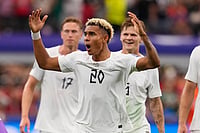AP : Norway's Antonio Nusa (20) celebrates after scoring the opening goal of his team during the World Cup round of 32 soccer match