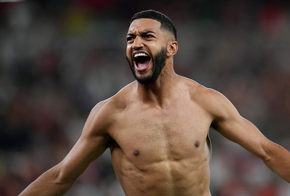 Morocco's Ismael Saibari (11) celebrates kicking the game winning penalty kick goal during the World Cup round of 32 soccer match between the Netherlands and Morocco in Guadalupe, near Monterrey, Mexico. - | Photo: AP/Dolores Ochoa