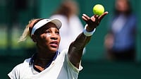 Serena Williams Vs Maya Joint LIVE Score, Wimbledon 2026: Momma Smash Returns After Nearly Four Years Photo: John Walton/PA via AP : United States' Serena Williams serves during a practice session ahead of the Wimbledon Tennis Championships, at the All England Lawn Tennis and Croquet Club, in London.