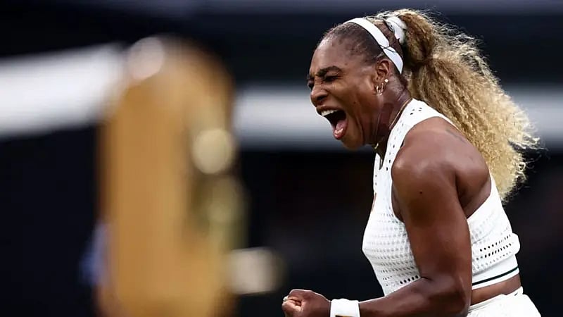 Serena Williams announcing herself after winning the second set against the Australian 8-6 - GETTY IMAGES