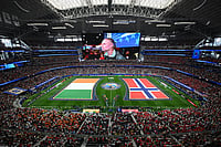Ivory Coast Vs Norway, FIFA World Cup 2026: Check Best Photos From Round Of 32 Clash At Dallas Stadium AP/Jessica Tobias : Norway's Erling Haaland (9) is shown on the bih screen during teams presentation before the World Cup round of 32 soccer match