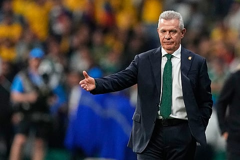 Mexico head coach Javier Aguirre gestures during the World Cup round of 32 soccer match between Mexico and Ecuador in Mexico City, Tuesday, June 30, 2026.