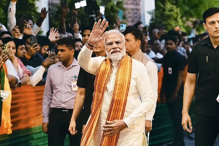 Cheers All Around: Narendra Modi at the BJP headquarters after the party’s win in West Bengal - | Photo: Tribhuvan Tiwari