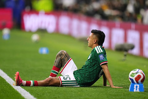 Mexico's Roberto Alvarado (25) reacts during the World Cup round of 32 soccer match between Mexico and Ecuador in Mexico City, Tuesday, June 30, 2026.