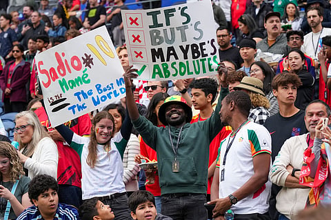 Senegal fans cheer before the World Cup round of 32 soccer match between Belgium and Senegal in Seattle
