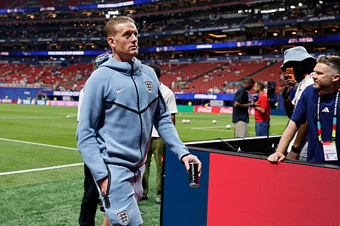 England goalkeeper Jordan Pickford arrives to the stadium prior to the World Cup round of 32 soccer match