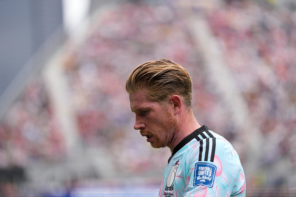Belgiums Kevin De Bruyne (7) walks on the pitch during the World Cup round of 32 soccer match between Belgium and Senegal in Seattle