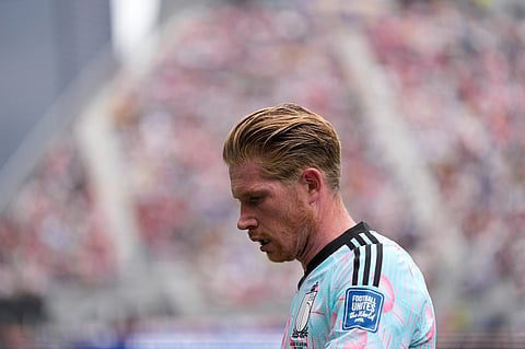 Belgium's Kevin De Bruyne (7) walks on the pitch during the World Cup round of 32 soccer match between Belgium and Senegal in Seattle