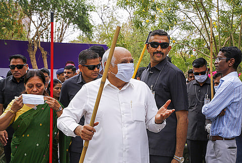 Gujarat Chief Minister Bhupendra Patel takes part in a cleanliness drive on the occasion of National Doctors' Day, in Gandhinagar, Gujarat.