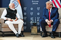 | Photo: AP : Sterner Era: Narendra Modi with Donald Trump on the sidelines of the G7 Summit on June 17, 2026, in Évian, France