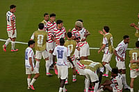 Pressure Made Diamonds: USA Shine Bright In Knockout Clash (AP Photo/Jeff Chiu) : United States players celebrate a win during the World Cup round of 32 soccer match between the United States and Bosnia in Santa Clara, Calif., near San Francisco, Wednesday, July 1, 2026