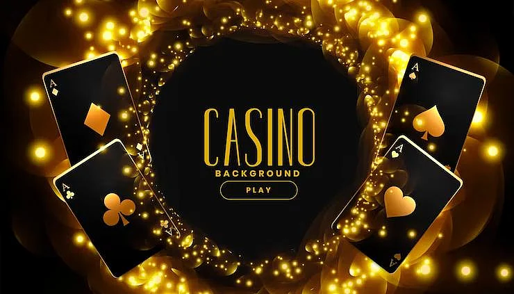 Golden casino background with four glowing aces