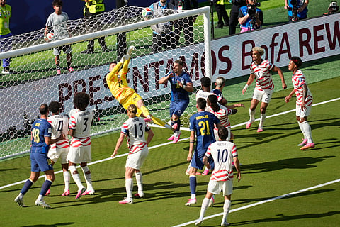 United States goalkeeper Matt Freese (24) punches the ball during the World Cup round of 32 soccer match between the United States and Bosnia in Santa Clara, Calif., near San Francisco, Wednesday, July 1, 2026