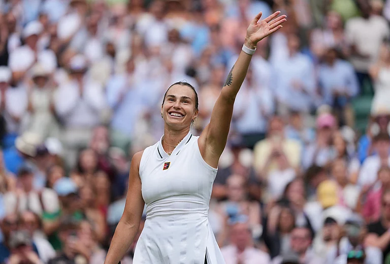 Aryna Sabalenka of Belarus celebrates her victory against McCartney Kessler of the United States in their second round women's singles match, at Wimbledon Tennis Championships in London, Wednesday, July 1, 2026. - | Photo: AP/Kin Cheung