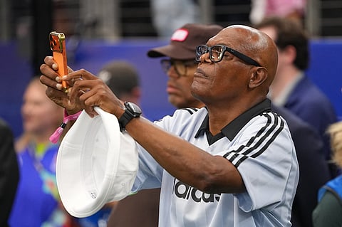 Actor Samuel L. Jackson attends the World Cup round of 32 soccer match between Australia and Egypt in Arlington
