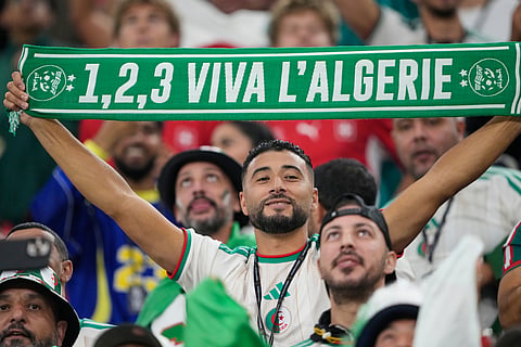 Algerian fans react during the World Cup round of 32 soccer match between Switzerland and Algeria in Vancouver, British Columbia, Thursday, July 2, 2026