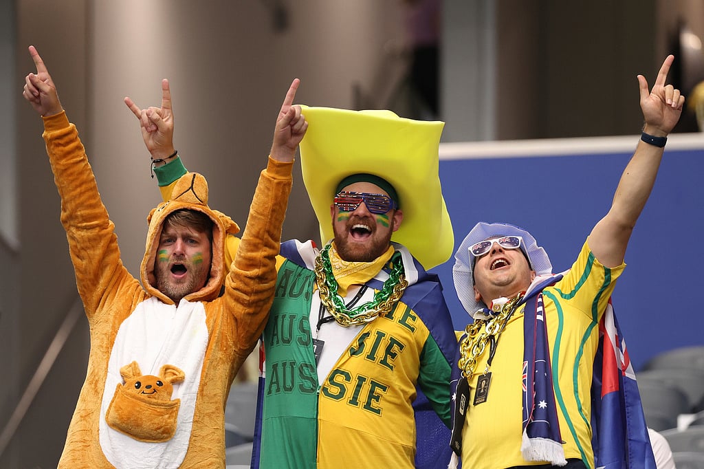 Australias fans ahead the World Cup round of 32 soccer match between Australia and Egypt in Arlington