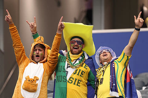 Australia's' fans ahead the World Cup round of 32 soccer match between Australia and Egypt in Arlington